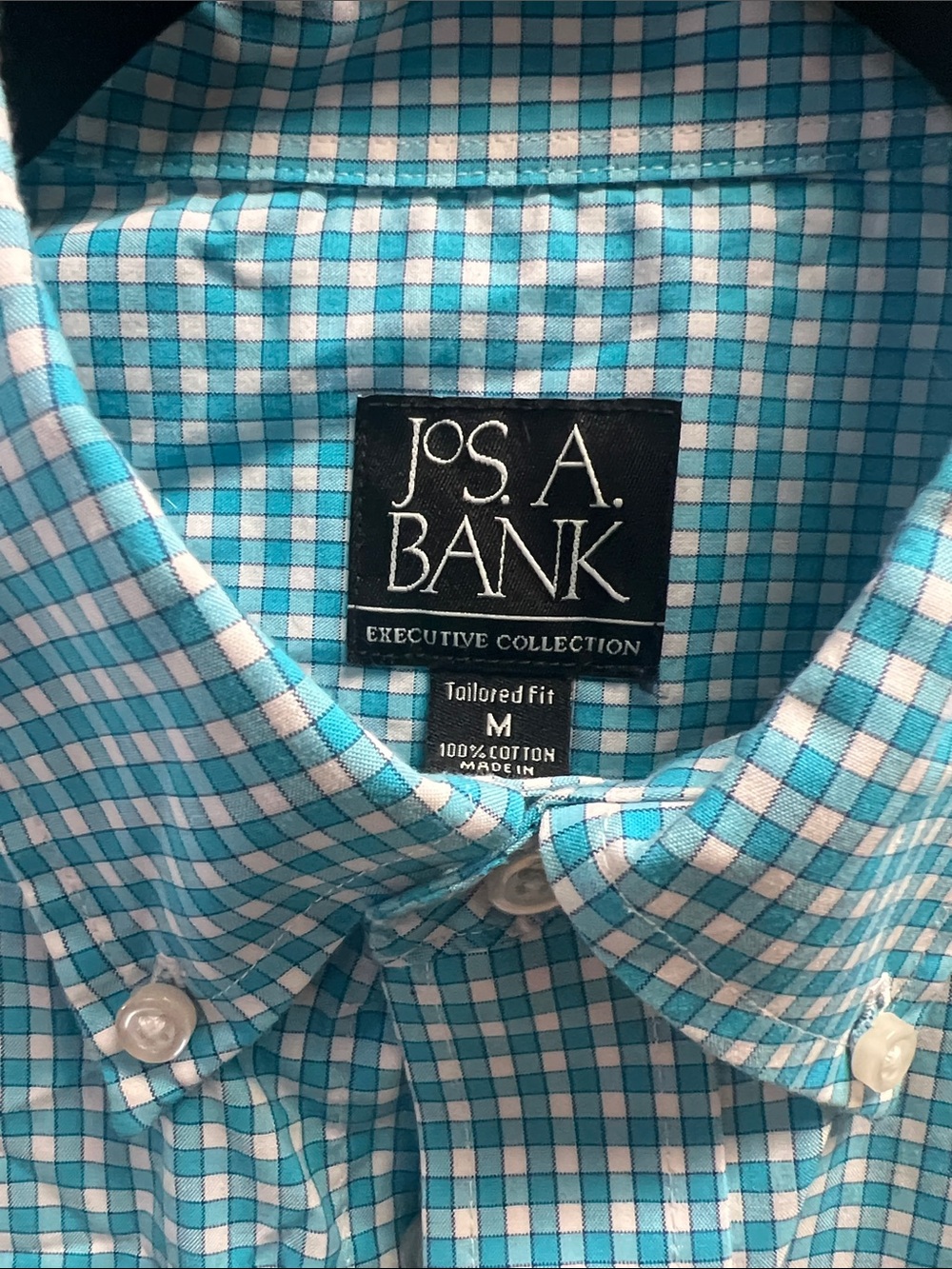 Jos. A. Bank Aqua and White Check Button-Down Shirt